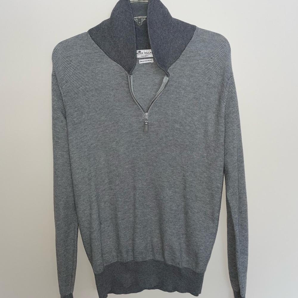 Peter Millar Gray Zip-Up Sweater